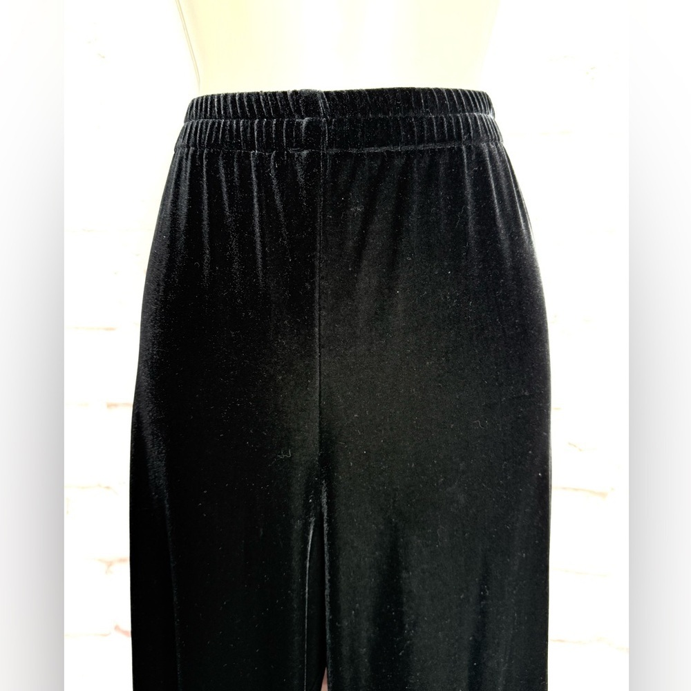 R&M RICHARDS 14P Black Velvet Velour Elastic Waist Pull On Pants 14 PETITE - Picture 2 of 12